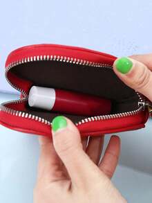 Ví cầm tay mini hình trái tim có dây đeo cổ tay cho nữ, ví mini, ví nhỏ, ví đeo cổ tay, ví đựng tiền xu, ví Kawaii dễ thương, phong cách Fairycore, quà tặng Ngày của Mẹ, đồ dùng cần thiết khi đi du lịch. - Đỏ - Xem 5