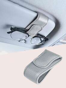 Clip magnético para gafas de sol en el parasol del coche - Material de cuero, operación con una sola mano, instalación sin daños, adecuado para todos los modelos de vehículos, clip para gafas y tarjetas en el interior del coche - Clip para gafas - Ver 13