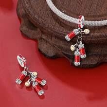 1 Silver-Plated Pendant Bead, Chinese New Year Tiger-Head Hat Girl Bead, Chinese New Year Top Scholar Bead, Chinese New Year Lucky Red Horse Pendant, Chinese New Year Tiger-Head Shoe Pendant, Chinese Good Luck Koi Pendant, Matryoshka Surprise Box Charm, Spring Festival Firecracker Celebration Pendant, Cute New God Of Wealth Bead - Multicolor - View 3