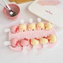 Sanrio Hello Kitty Silicone Ice Cube Tray With Lid, Cartoon Cat Theme, Flexible Rectangular, Suitable For Homemade Ice Cubes, Summer Camping, Kitchen & Holiday Essential