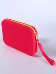 1pc Silicone Handbag, Large Capacity Waterproof Cosmetic Bag, Travel Essential; Beach Bag, Suitable For Travel, Vacation, With Hanging Strap, Storage Pouch, Document Holder, Carry-On Zipper Bag, Wristlet, Portable Waterproof Travel Toiletry Bag, Jewelry & Makeup Organizer Silicone Pouch, Cosmetic Zipper Bag, Earphone & Misc. Storage Bag, Portable Card & Wallet Waterproof Zipper Pouch,Pouch,Makeup Pouch,Travel Essential - Multicolor - View 10