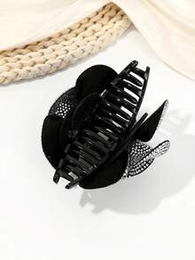 1个奢华水钻花朵发爪夹，优雅闪亮配饰，适合日常、派对、婚礼等场合。