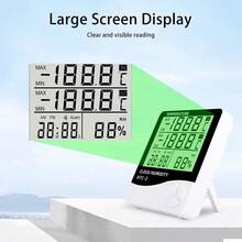 1pc HTC-2 LCD Electronic Hygrometer, Smart Digital Thermometer & Hygrometer - Weather Station Clock, Indoor Outdoor Temperature Sensor With Alarm Clock, Creative Dual Temperature Display Home Use Digital Thermometer Hygrometer With Alarm - Combo Version (HTC-2) - View 9