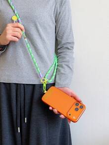 1pc 7mm Smiling Face Adjustable Lanyard, Unisex Outdoor Hiking Multi-Function Halter Phone Holder Compatible With Android And Most Smartphone,Gifts For Mother, Family, Friends, Kids, Birthday, Holiday Phone Chain - Multicolor - View 4