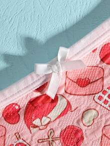 Paquete de 5 bragas de mujer con estampados lindos de Aesletic, como fresa, conejo y otros patrones adorables, con diseño de moño, de tela suave, para uso diario - Multicolor - Ver 6