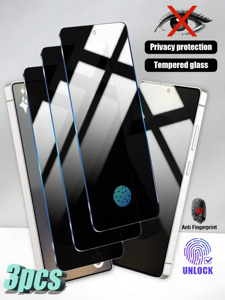 3pcs 9H Tempered Glass Screen Protector, Anti-Scratch, Anti-Shock, Anti-Peeping, Anti-Fingerprint, Compatible With Samsung Galaxy S9/S10/S20/S20+/S20 Ultra/ S21 Ultra/S21 /S21+/S22 Ultra/S22 /S22+/S23/S23+/S23Ultra/S24/S24+/S24Ultra//S25/S25+/S25Ultra/S26 Ultra/S26 Plus/S26 Curved Screen Models - Black - View 43