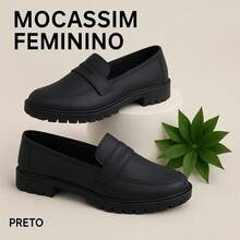 Women's Loafers: Rubberized, Closed Footwear For Cold Days - BLACK - View 2