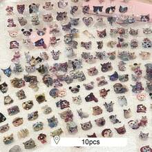 10张/套可爱猫咪全息贴纸，高品质美观贴纸，适用于子弹笔记、手机、笔记本电脑和其他DIY装饰 - 彩色 - 查看 1