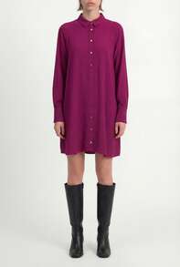 Loose-Fitting Dress With Long Sleeves - Purple - View 4