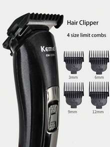 Kemei KM-1506 电动理发器剃须刀胡须剃刀面部脱毛器鼻毛耳毛修剪器三合一 USB 充电男士理发机，价格实惠，热销家用理发器，适合全家使用。 - 黑色 - 查看 9