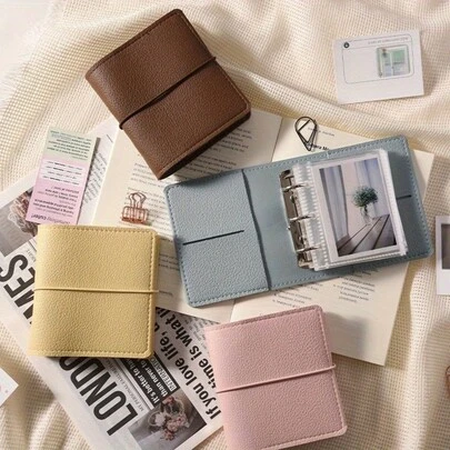1pc Mini Instant Photo Album - Soft Leather Pocket Style, 25/50 Refillable Pages, 3-Ring Clear Photo Card Holders | Portable High-Quality 3-Inch Album, Suitable For Idol/Celebrity/Star Cards, Photos, Couple Pics | Instant Camera Accessory, 2026 New Memory Preservation Gift