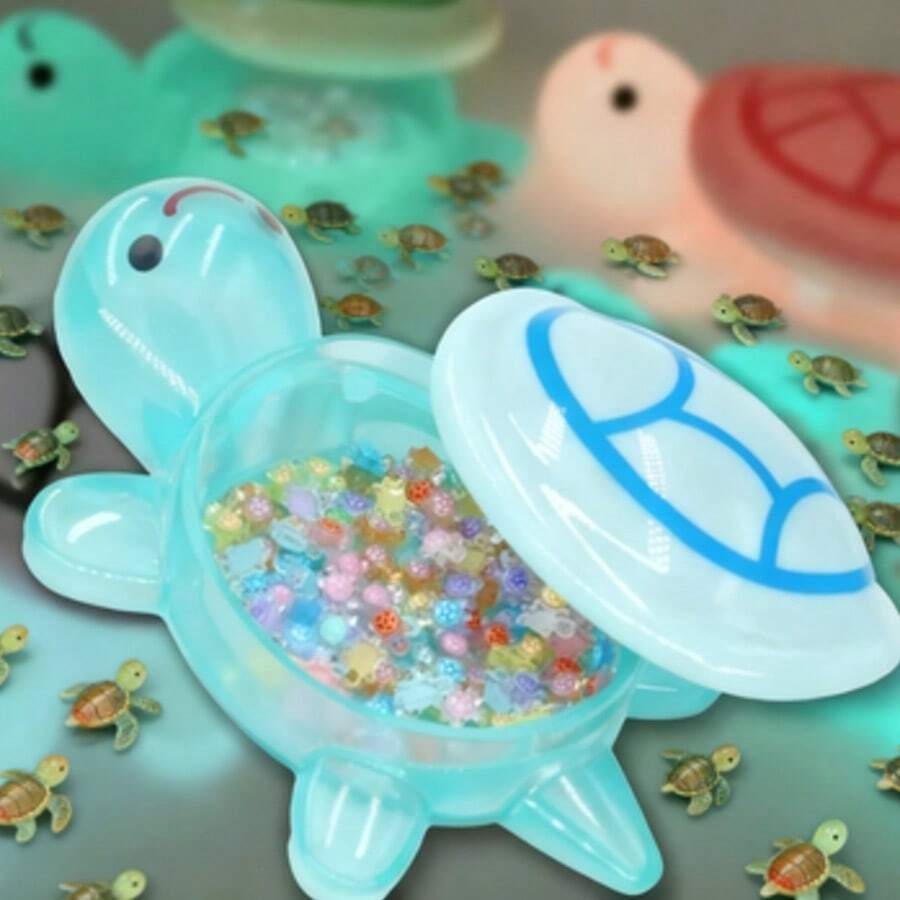 Giant Glow-In-The-Dark Turtle Figurine - Mini Red Turtle Model Set, Suitable For Desktop Decor, Bookshelf Display And Gifts For Girls - Multicolor - View 1
