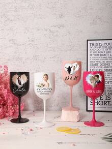 1pc Personalized Shatterproof Wedding Champagne Glass, 6oz/180ml, Customizable Name & Bow Design, Reusable, Suitable For Wedding Party Cups, Also For Whiskey, Wine, Cocktail, Beer, Champagne, Water, Oatmeal, Tea, Juice, Breakfast, Coffee And Other Beverages - 180 Ml - View 4