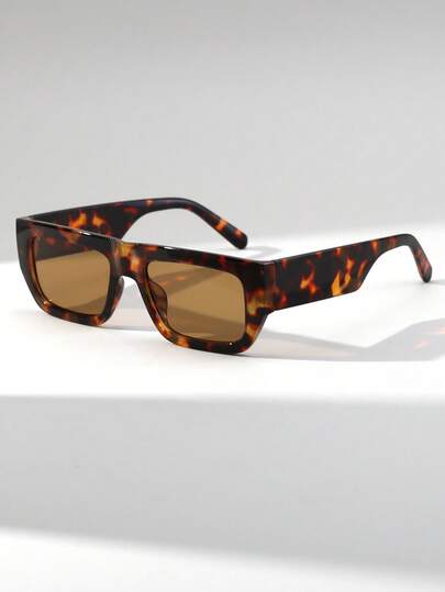 1pc Women's Rectangular Vintage Floral Pattern Versatile Street Style Fashion Fashion Glasses