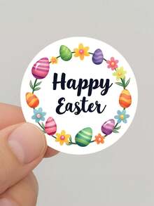 15/35/70pcs Easter Animal Stickers, Egg Stickers,Customize Text,Easter Bunny, Happy Easter Stickers, Custom Cut Stickers - Multicolor - View 6