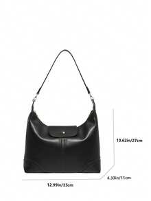 新款女士单肩包，大容量通勤包 - 黑色 - 查看 9