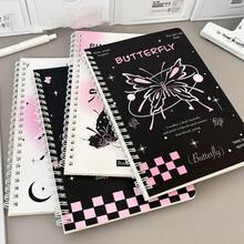 A5 Coil Notebook Ins-Style Butterfly Pattern, Thickened Lined Page Portable Journal, High-Appearance Notepad For Office Work Study Daily Planning Note-Taking Travel Journaling Supplies