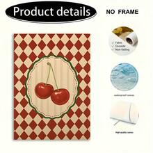 1pc Cherry-Themed Decorative Paintings, Vintage Minimalist Style Art Posters, Canvas Prints, Wall Arts Reproductions And Images, Suitable For Bedroom, Living Room, Kitchen, Study, Office, Restaurant, Hotel, Bar Wall Decor, Home Decor(No Frame/Framed) - Multicolor - View 8