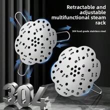 1pc Multifunctional Stainless Steel Expandable Steamer Rack, Foldable Steamer Tray For Kitchen Use - Multicolor - View 9
