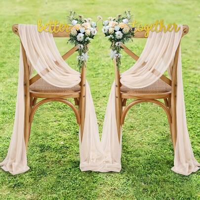 Bộ trang trí ghế cưới bằng vải voan mỏng, rèm voan nhẹ phù hợp với cột trang trí bằng cây bạch đàn nhân tạo, trang trí lối đi nhà thờ, rèm nhẹ không cần ủi, thích hợp cho tiệc cưới/kỷ niệm/tiệc độc thân/Ngày Valentine, trang trí lưng ghế kiểu nơ, đạo cụ chụp ảnh, món quà tuyệt vời.