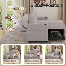Corner Sofa Bed, L-Shaped Sleeper Sectional Couch Bed, 3-In-1 Corduroy Convertible Pull Out Sofa Bed With Adjustable Backrest, Storage And Cup Holder For Living Room, Grey - 3人位L形燈芯絨銀灰色 - 查看 5