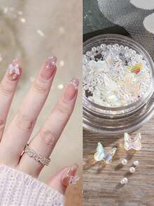Mixed Mini Nail Rhinestones Flat Back Crystal Stones Metal Beads Pearl Butterfly Nail Art Charms Heart Jewelry Manicure - Multicolor - View 2