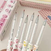 607 Fruit Candy Gel Pen, Dual Tip Quick Drying Ink Pen, Colorful Fruit Pattern, Rainbow Capsule Design, Suitable For Students To Take Notes And Exams
