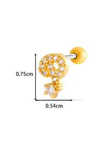 Toppiercing 1件铜锆石26个英文字母耳钉，不锈钢杆耳骨穿孔耳环