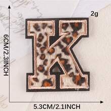A-Z English Letter Patches, Leopard Print Embroidered Iron-On Stickers, Suitable For Clothing, DIY Name Apparel