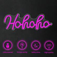 1Pc LED Neon Sign Ho Ho Ho Neon Light, Home Bedroom Living Room Wall Decoration Light, For Holiday Wedding Party Decorative Light, 5V USB Powered