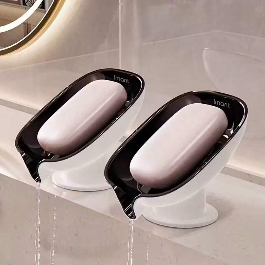 2-In-1 Bathroom Soap Holder, Countertop Drainage Soap Box With Suction Cup, Suitable For Dual Storage And Storage Of Round, Square, And Large Soap, No Punching Suction Cup Soap Box, Bathroom Drainage Soap Holder, Household Fragrance Soap Tray, Non Marking Storage Box