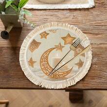 1/4/6件套精美斋月新月星形挂饰，节日主题装饰元素。可作桌垫/咖啡杯垫。 - 彩色 - 查看 3
