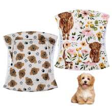 2pcs Reusable Dog Diapers, Suitable For Male Dogs, Soft & Breathable With Cute Prints, Adjustable Waist, Suitable For Incontinence, Post-Surgery Care And Indoor Training - Multicolor - View 2