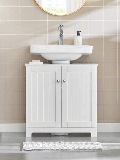 SoBuy BZR18--W Vanity Unit Bathroom Cabinet Vanity Unit Base Cabinet Bathroom Furniture White W X H X D Approx: 60 X 60 X 30 Cm Bathroom Accessories Bathroom Organizer