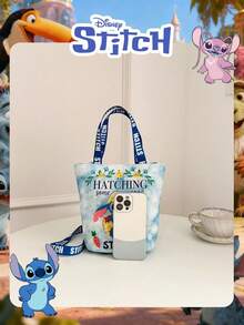 Disney 迪士尼官方授权儿童单件装缝线图案手提包，可爱卡通水桶包，轻便单肩包，可调节肩带斜挎包，适合男孩/女孩/学生，日常/购物/上学皆宜 - 藍色 - 查看 5