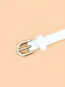 1pc New Thin Waist Belt, High Quality PU Leather Belt For Jeans, Dresses, Student Waist Belt - White - View 3