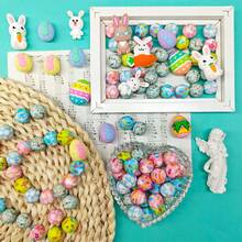 8/30颗复活节兔子蛋印花硅胶珠套装 - 复活节主题兔子蛋形设计 - 多种颜色和图案 | 可爱图案 | 光滑珠子 - 非常适合DIY制作钥匙扣、项链、手链、装饰笔、珠宝和吊坠 - 适合作为节日和生日礼物 - 復活節大套裝 - 查看 4