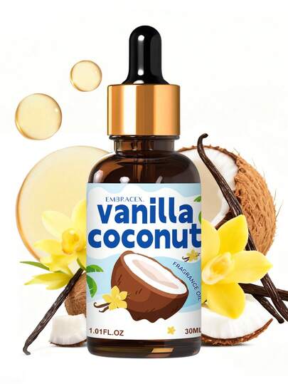 EMBRACEX. 30ml Coconut Vanilla Essential Oil With Dropper - 100% Pure And Natural - Essential Oils For Diffuser, Aromatherapy, Soap And Candle Making, Coconut Vanilla Fragrance Oil For Home And Car, Gifts For Women