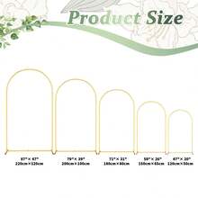 Gold Metal Arched Backdrop Frame, Arco Para Globos, 7.2ft, 6.6ft, 6ft, 5ft, 4ft, Wedding Arched Backdrop Frame, Suitable For Weddings, Birthday Parties, Graduations, Party Supplies, Bachelor/Bachelorette Parties, Baby Showers, Gender Reveal Events. - Cổng vòm (Vàng) - Xem 3