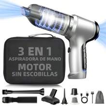 CY3 en 1 Aspiradora de Mano Inalámbrico para Coche de Alta Potencia 15000 Pa Soplador de Aire Portatil Carga USB Rápido Limpieza Eficiente para Hogar Oficina Cabello Sofa Pelos Mascotas Hendidura - como en la foto - Ver 1