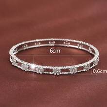 1pc Elegant Plum Blossom Shaped Artificial Zirconia Inlaid Women Fashion Bracelet, Casual Gift Design - Multicolor - View 8