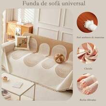 Funda de Sofá Chenille de Doble CaraFunda Reversible Chenille Mejorada Washable Anti-Slip Multifuncional Sofa Cover para Mascotas All Seasons Beige 180X230cm/70.8X90.6in - Beis - Ver 2