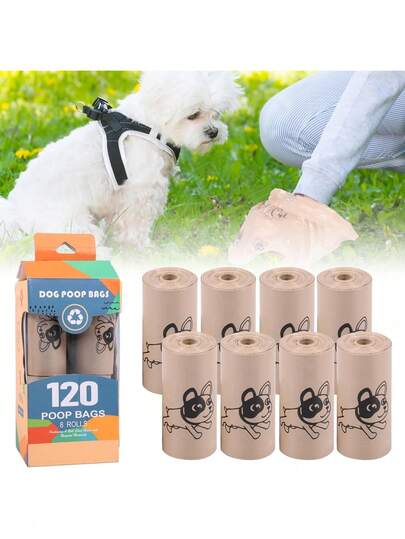 8/10 Roll HDPE Dog Poop Bags, Flat Small Pet Trash Bags With Cute Patterns, Good Sealing, Suitable For Outdoor And Family Use (33*23cm)