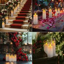 24 Acrylic Transparent Flameless LED Candle Lights, 3 Sizes, 10 Key Remote Control And 24-Hour Timer, Battery Powered, Adjustable Brightness, Perfect For Making Wishes, Wedding Tables, Room Decoration, Halloween, Easter, Father's Day - 白色 - 查看 11