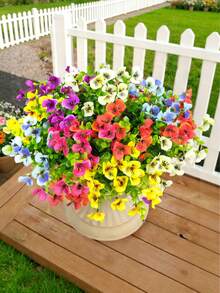 3/4/6/8/12 Bunches Realistic Tricolor Violet Artificial Flowers - UV Resistant Durable Stems Suitable For Indoor Vases, Outdoor Porch, Window Boxes, Garden Beds, Balcony Planters, Patio Pots Decor - Multicolor - View 10