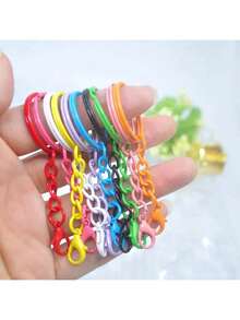 5/10/20/30件套彩色钥匙扣套装，金属圆形开口钥匙圈带龙虾扣，工艺吊坠DIY配件