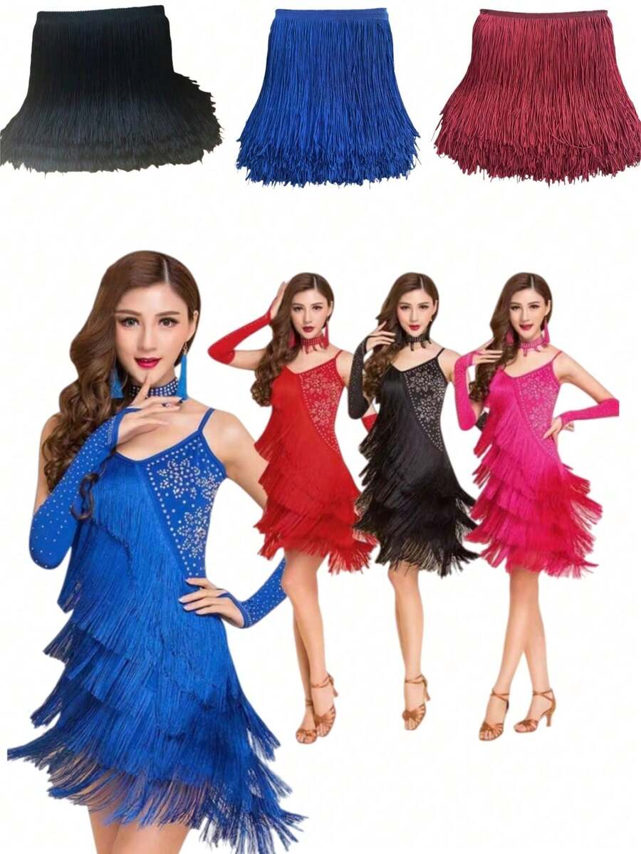 2 yarzi dantelă cu ciucuri, accesorii de cusut, franjuri, ciucuri pentru costum de dans latin, consumabile de îmbrăcăminte DIY, artizanat, casă și grădină