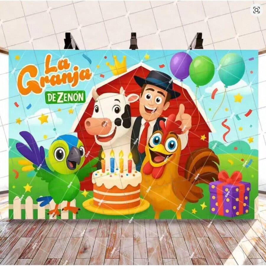 Cartoon Zenon Farm Themed Birthday Party Supplies, Photo Backdrop, Party Banner Poster, Photography Props For Photo Studios. - B - 查看 1