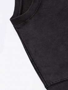 Yuega Tshrit 1pcMen'S 230g Heavyweight Washable Batik T-Shirt With Quirky Doll Face & Mugshot Graphic Print - Retro Vintage Loose Fit Round Neck Casual Tee For Halloween Costumes, Themed Parties & Casual Attire - All-Season Comfort, Ideal Gift For MenSummer Clothing Tops - 黑色 - 查看 5