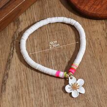 1pc Summer Bohemian Style Camellia Flower Woven Anklet, Suitable For Women's Daily, Vacation And Travel Outfits